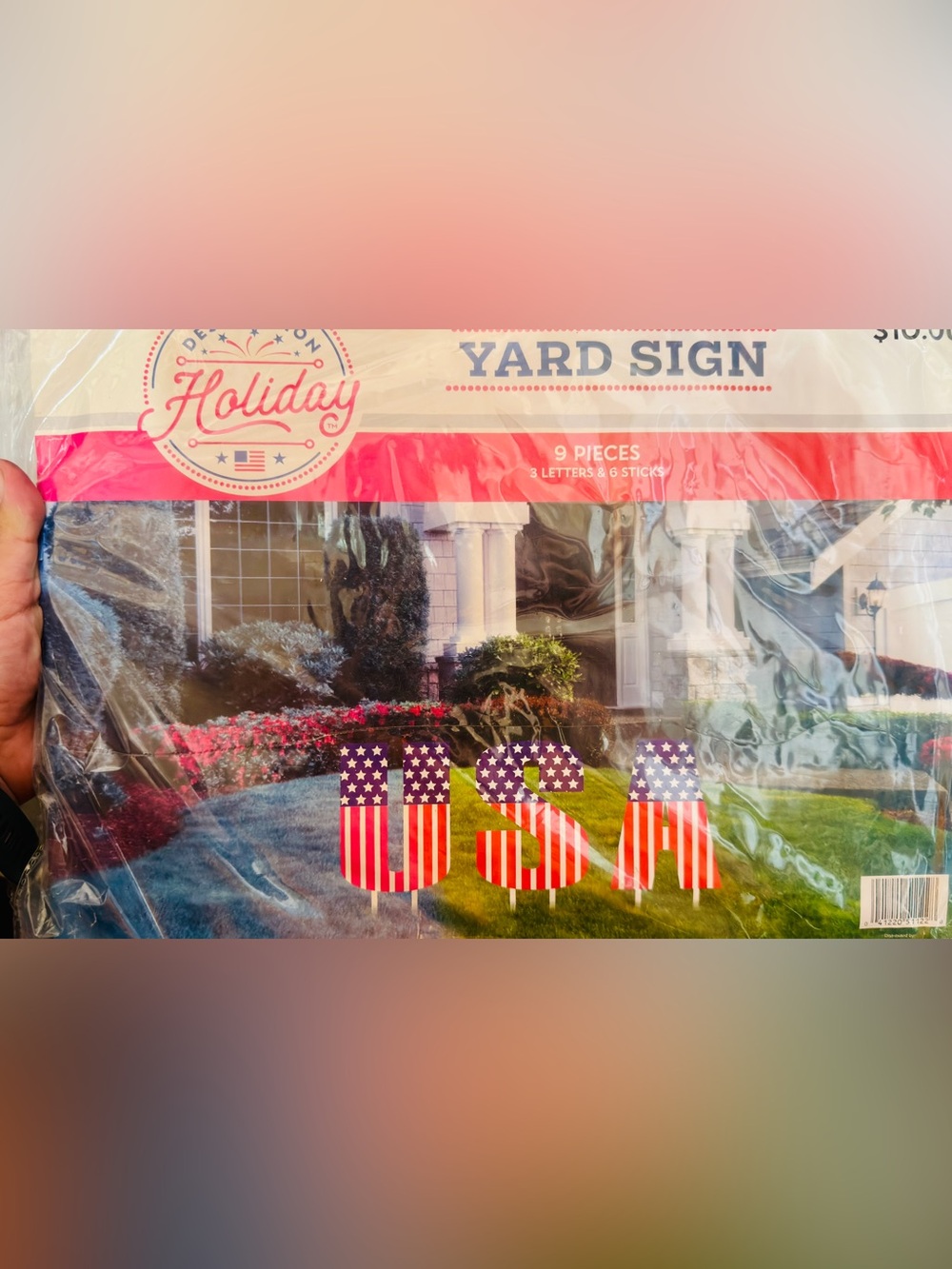 Yard Sign 'USA' Patriotic Letters - Red, White & Blue